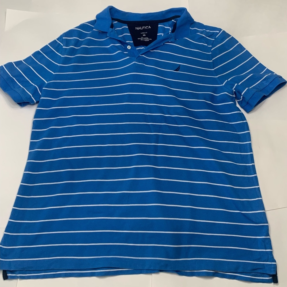 Nautica Polo Shirt Blue and White Stripes Men’s Size XXL
